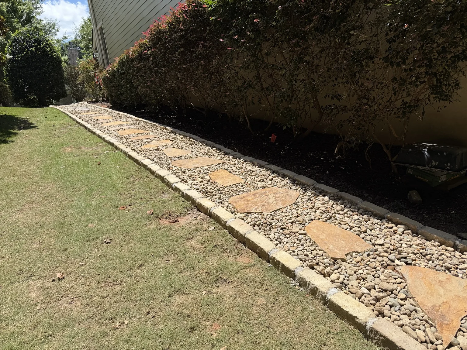 Stone pathway with river rock